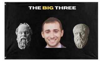A mockup of the custom flag 'The big 3 flag' on a white background