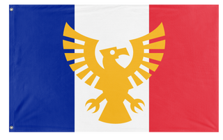 A mockup of the custom flag 'New people's republic of France  flag' on a white background