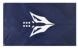 A mockup of the custom flag 'House Wolves flag' on a white background