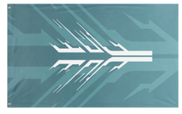 A mockup of the custom flag 'House Winter flag' on a white background
