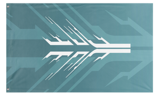 A mockup of the custom flag 'House Winter flag' on a white background