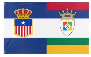 A mockup of the custom flag 'Micron American Empire New flag' on a white background