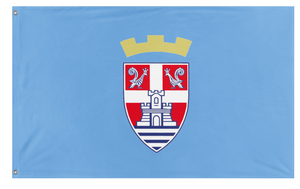 A mockup of the custom flag 'Trebinje flag' on a white background