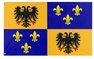 A mockup of the custom flag 'Kingdom Of The Franks  flag' on a white background