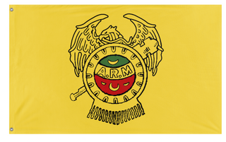 A mockup of the custom flag 'Revolutionary Mexicanist Action flag' on a white background