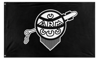 A mockup of the custom flag 'Revolutionary Mexicanist Action flag' on a white background