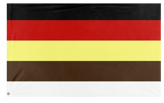A mockup of the custom flag 'Rainbow Coalition flag' on a white background