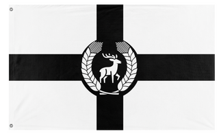 A mockup of the custom flag 'County Slates flag' on a white background