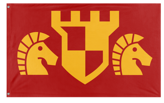 A mockup of the custom flag 'Kingdom of Tudor  flag' on a white background