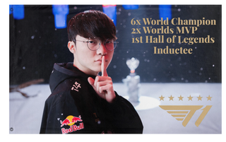 A mockup of the custom flag 'Faker 2026 flag' on a white background