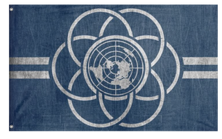A mockup of the custom flag 'United earth flag' on a white background