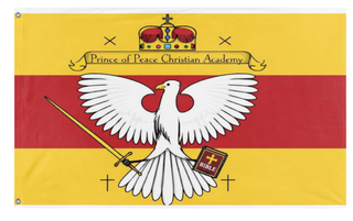 A mockup of the custom flag 'Prince of Peace  flag' on a white background