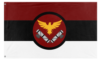 A mockup of the custom flag 'Slearian Empire War  flag' on a white background
