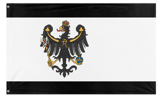 A mockup of the custom flag 'Prussia Redesign  flag' on a white background