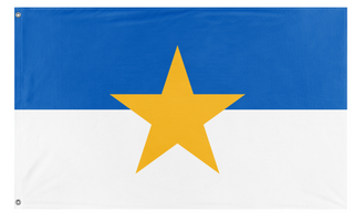 A mockup of the custom flag 'Sjoholmen flag' on a white background