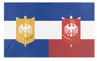 A mockup of the custom flag 'pastuch-polisch empire flag' on a white background