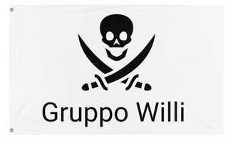 A mockup of the custom flag 'Gruppo Willi  flag' on a white background