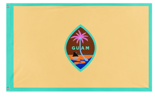 A mockup of the custom flag 'Evil Guam Flag' on a white background
