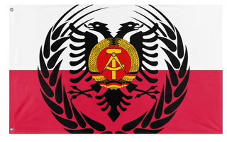 A mockup of the custom flag 'Polish-Russo Commonwealth flag' on a white background