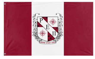 A mockup of the custom flag 'Rho Epsilon Pi flag' on a white background