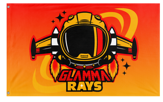 A mockup of the custom flag 'rays flag' on a white background