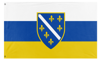 A mockup of the custom flag 'Bosnia and Hercegovina Flag Redesign' on a white background