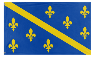 A mockup of the custom flag 'Improved Bosnia flag' on a white background