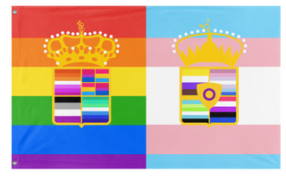 A mockup of the custom flag 'Austria-Hungary Pride Flag 2026' on a white background