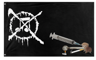 A mockup of the custom flag 'grindcore flag' on a white background