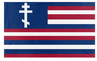 A mockup of the custom flag 'Serapis Orthodox flag' on a white background