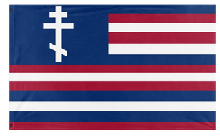 A mockup of the custom flag 'Serapis Orthodox flag' on a white background