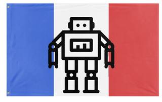 A mockup of the custom flag 'Robot flag' on a white background