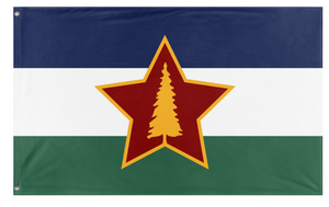 A mockup of the custom flag 'Socialist Cascadia flag' on a white background