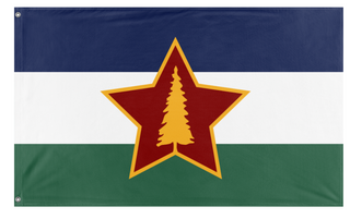 A mockup of the custom flag 'Socialist Cascadia flag' on a white background