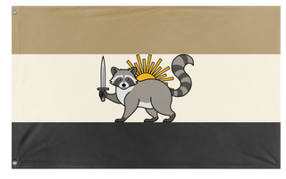 A mockup of the custom flag 'Persian Raccoon Flag' on a white background
