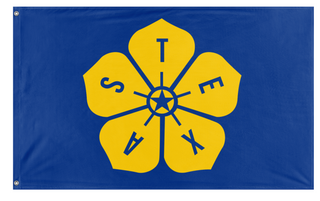 A mockup of the custom flag 'Yellow Rose of Texas flag' on a white background