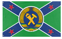 A mockup of the custom flag 'Symphonic Revolutionary Militia flag' on a white background