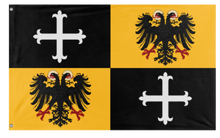 A mockup of the custom flag 'H.R.E Quarter Style  flag' on a white background