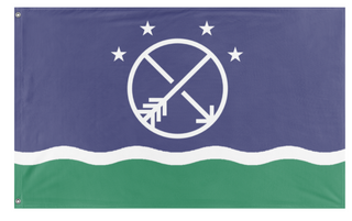 A mockup of the custom flag 'Great Lakes Government Flag' on a white background
