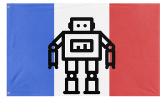A mockup of the custom flag 'Robot flag' on a white background