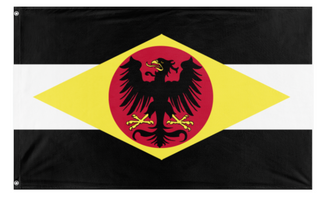 A mockup of the custom flag 'Ratufi flag' on a white background