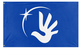 A mockup of the custom flag 'Flag of the Earth and Humanity' on a white background