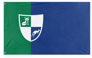 A mockup of the custom flag 'Merovian Flag' on a white background