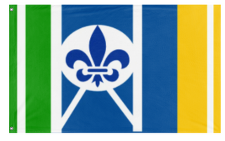 A mockup of the custom flag 'Wisconsin flag redesign' on a white background