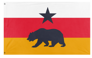 A mockup of the custom flag 'Pacific States Bear flag' on a white background