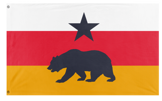A mockup of the custom flag 'Pacific States Bear flag' on a white background