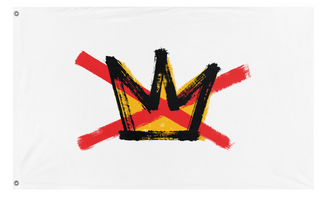 A mockup of the custom flag 'No Kings logo flag' on a white background