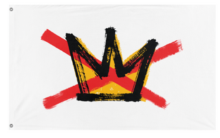 A mockup of the custom flag 'No Kings flag' on a white background