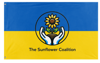 A mockup of the custom flag 'The Sunflower Coalition flag' on a white background