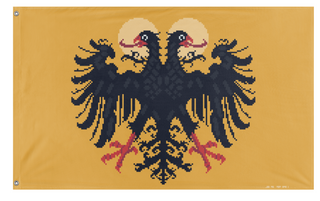 A mockup of the custom flag 'Pixel Art Roman Empire flag' on a white background